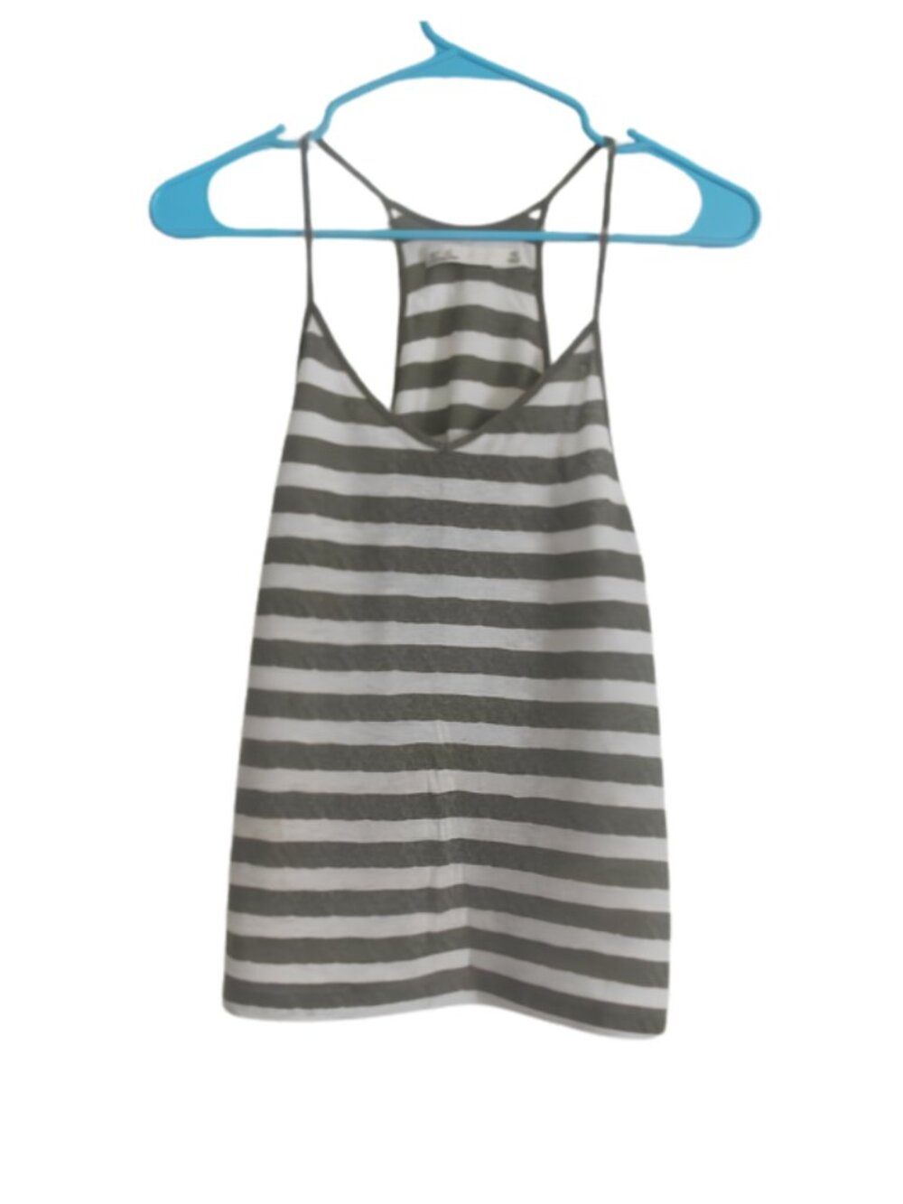 Hi-Line Dark Green and White Striped Tank Top - Spaghetti Straps